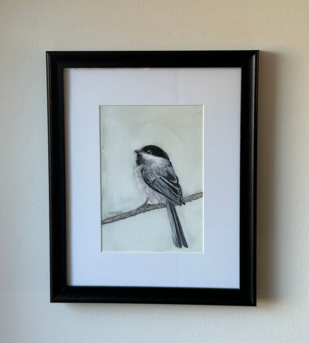 Chickadee- Original Artwork, framed